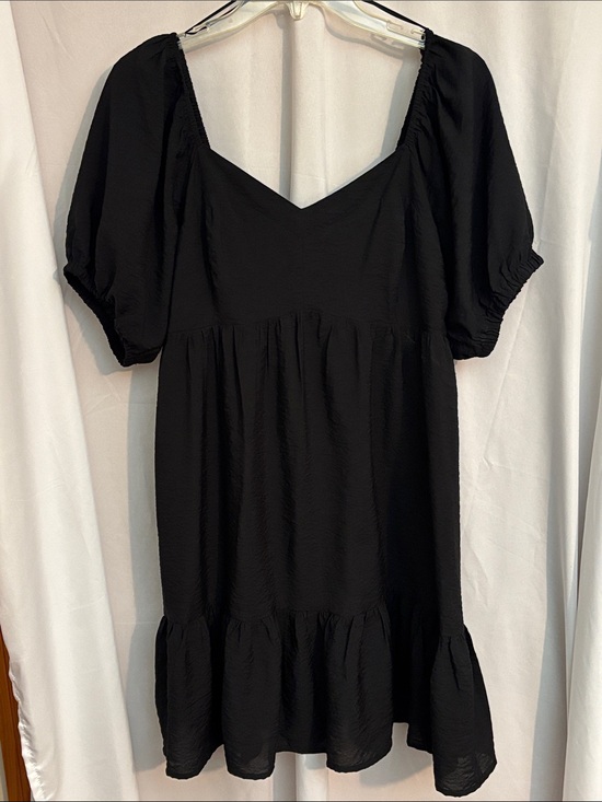 Nine West Dresses & Skirts - Nine West Black Babydoll, Puff-Sleeve, Tiered Mini Dress LBD Size Large